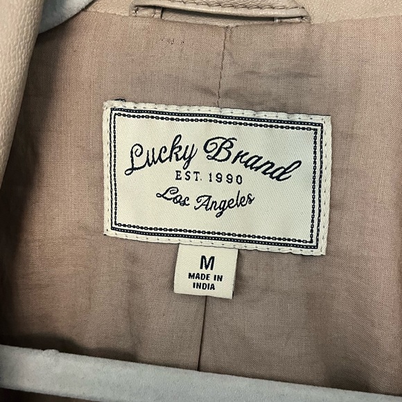 Lucky Brand Leather/Linen Moto Jacket Taupe | Size M - Picture 5 of 6